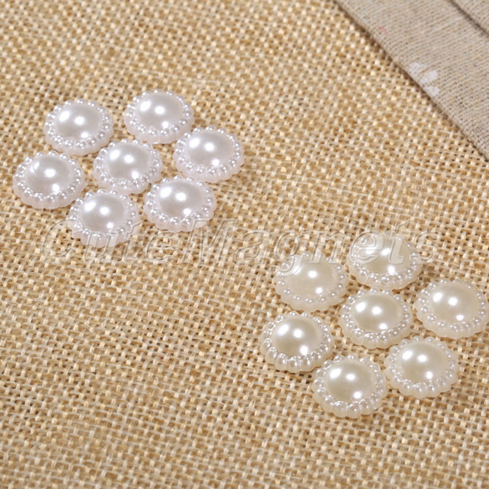 50PCS Half Pearl Bead flower 13MM DIY Scrapbook for Craft Flatback 2 ...